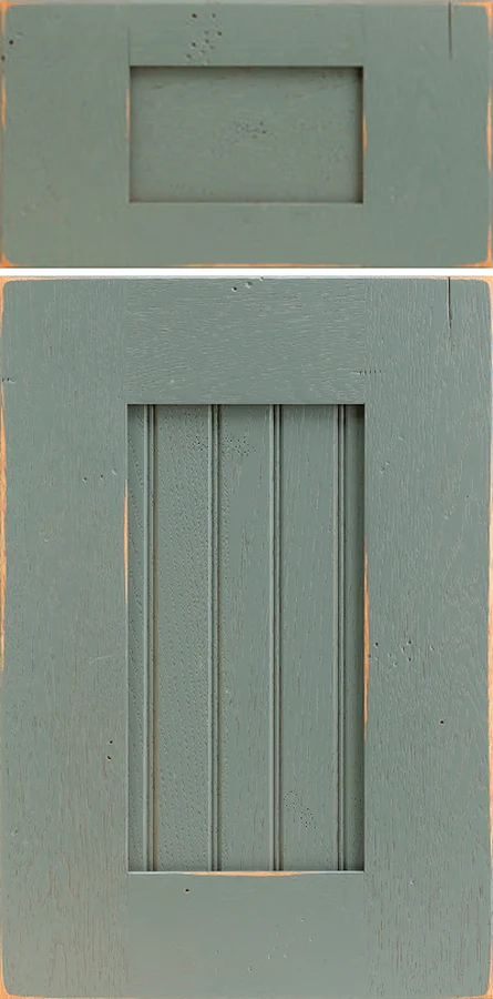 Bishop Cabinets Custom Teal Cape Cod cabinet door