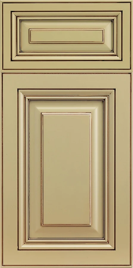 Bishop Cabinets Beige with Chocolate Glaze Lafayette Square cabinet door